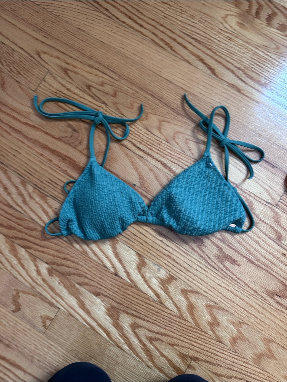 PINK Victoria's Secret Textured Teal Triangle Bikini Top